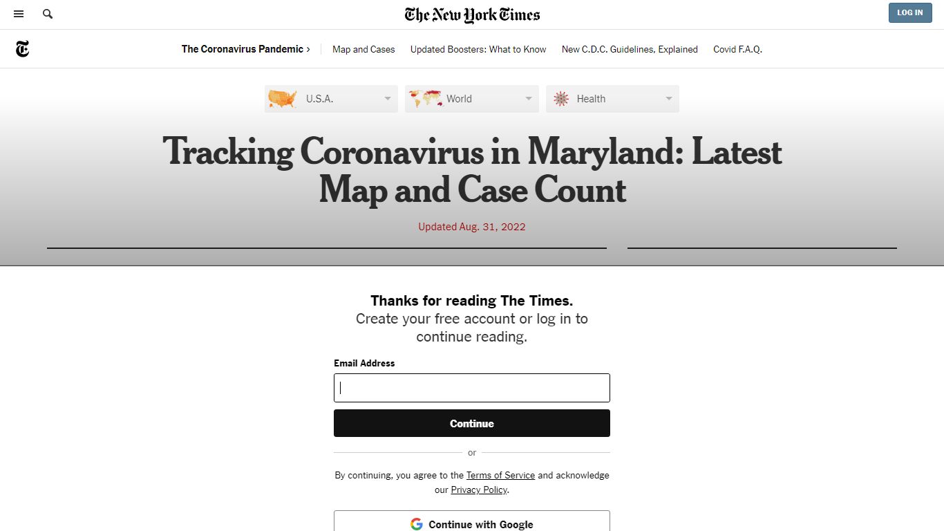 Maryland Coronavirus Map and Case Count - The New York Times